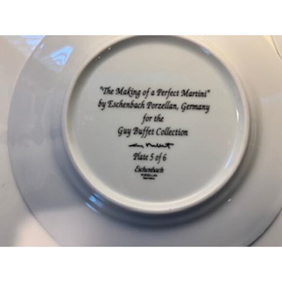 Eschenbach Guy Buffet The Making of a Perfect Martini Plates 8" Set of 5 Germany - Picture 14 of 15